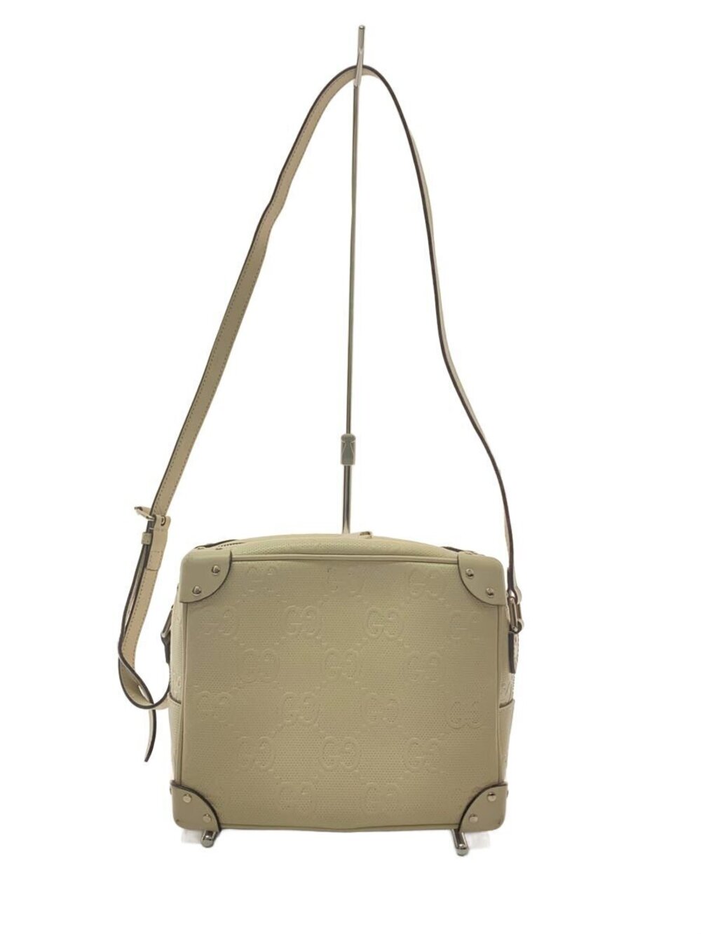 Gucci Shoulder Bag GG Embossed Leather Ivory White All over